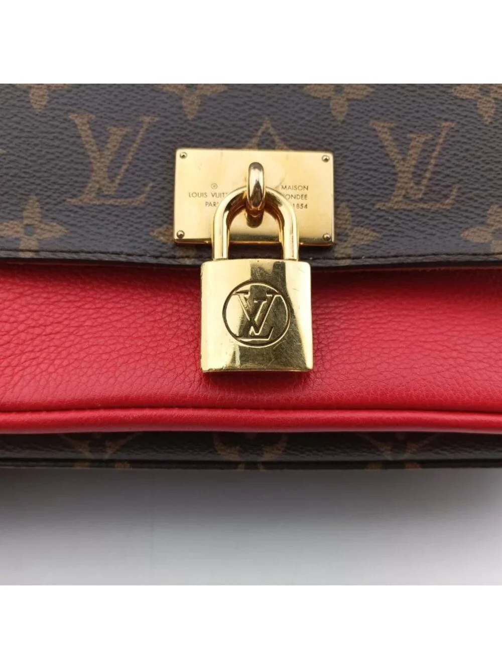 Louis Vuitton Marignan Monogram Brown Coquelicot Canvas Calfskin Shoulder Bag